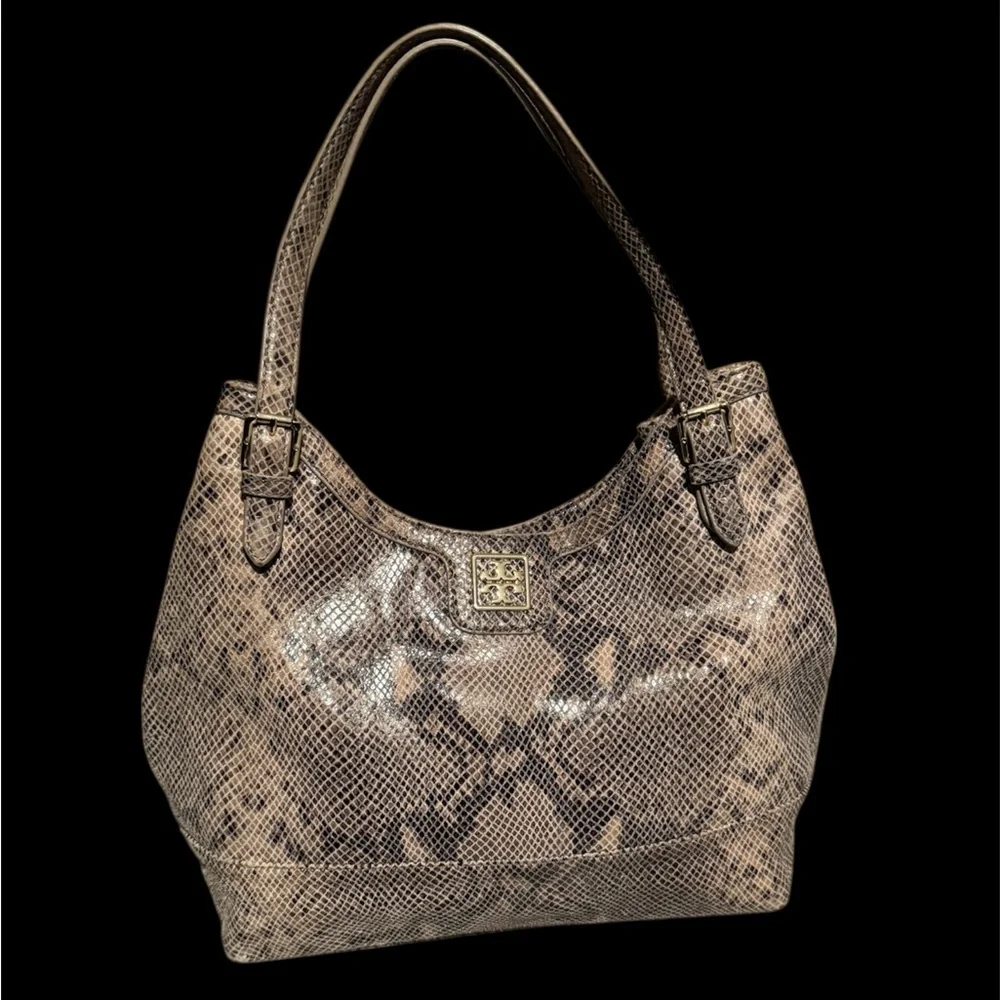 Tory Burch Python Embossed Shoulder Bag EUC - Picture 1 of 9